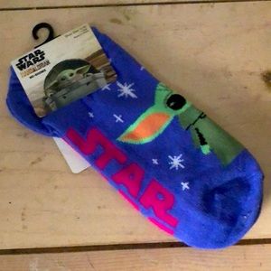 Pair of The Mandalorian The Child no show blue socks